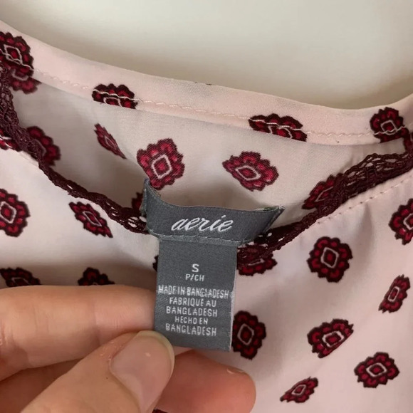 Aerie Y2K Patterned  Satin Chemise Slip Sexy Pink Size Small - Picture 6 of 9